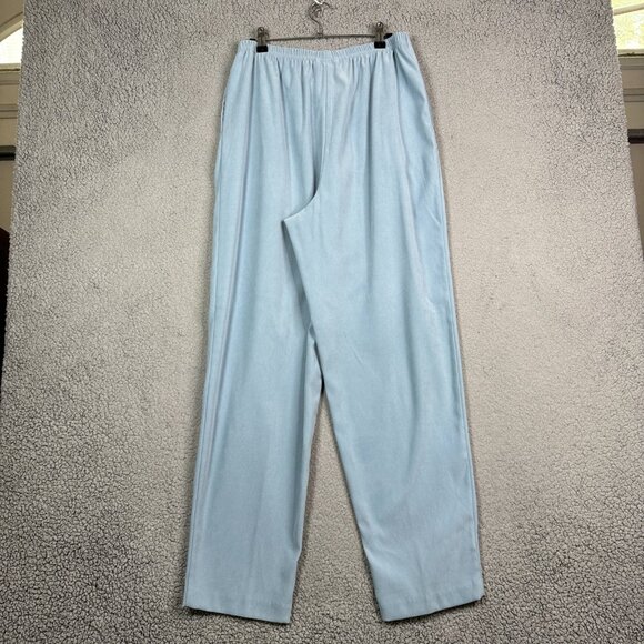 Vintage Pants Women Size 14 Light Sky Blue Straight Pull On Stretch Soft Twill - Picture 4 of 10